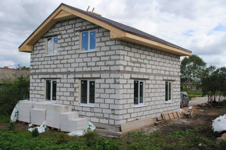 Дом 1.5 этажа из газобетона