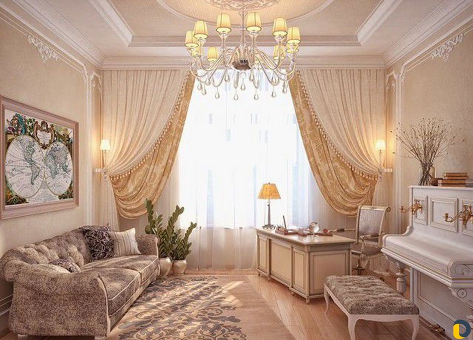 Светлая гостиная в классическом стиле