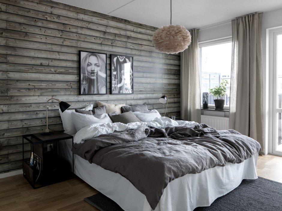 Спальня в скандинавском стиле дерево