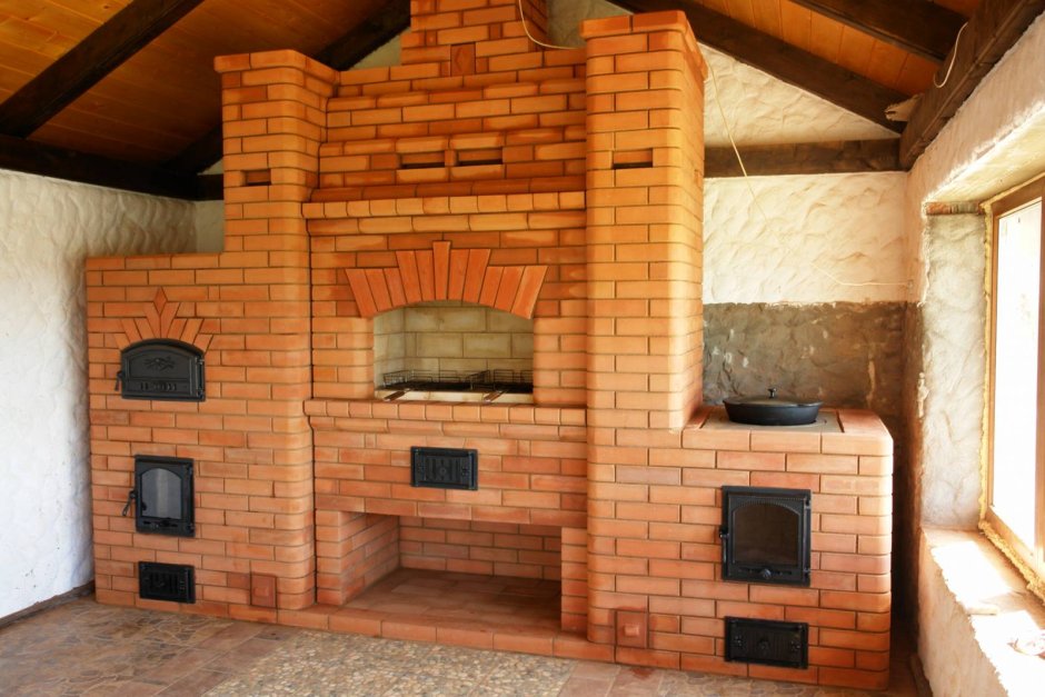 Камин мангал из кирпича