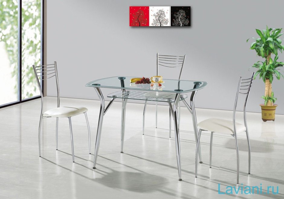 Столы и стулья для кухни стеклянные