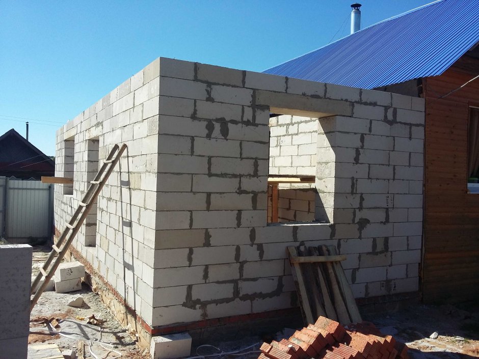 Пристрой к дому из газоблока