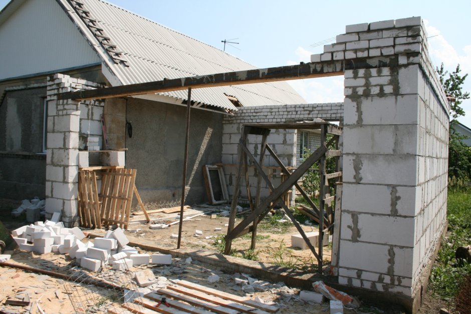 Пристрой из газосиликатных блоков