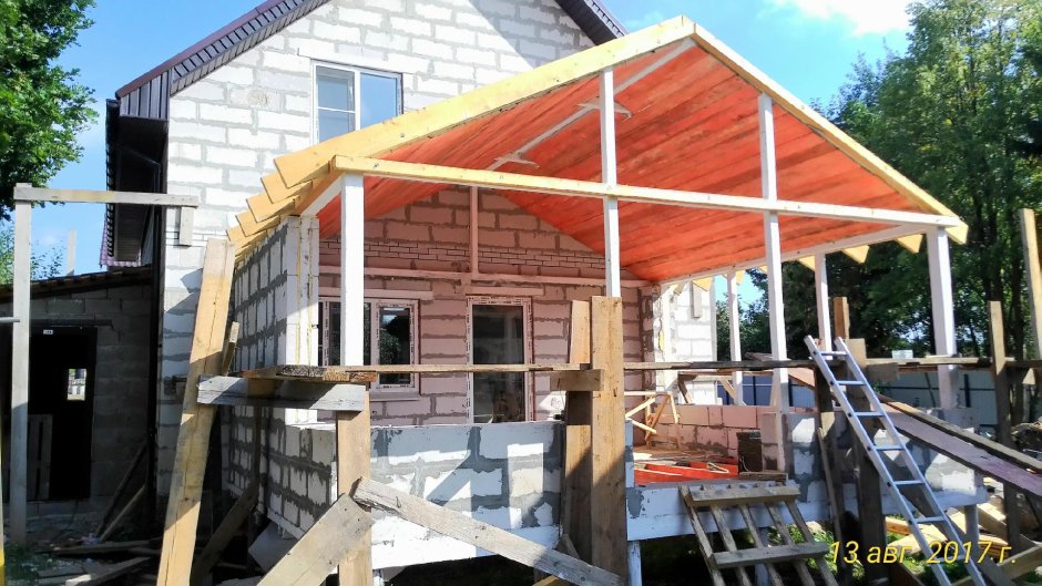 Веранда из блоков пристроенная