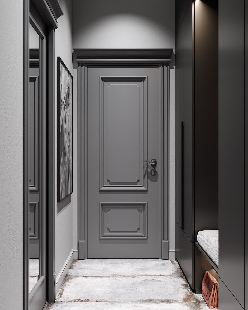 Входная дверь в квартиру серого цвета