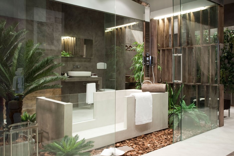 Ванная комната с растениями