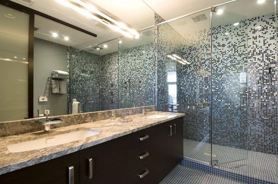Стеклянная мозаика в ванную комнату
