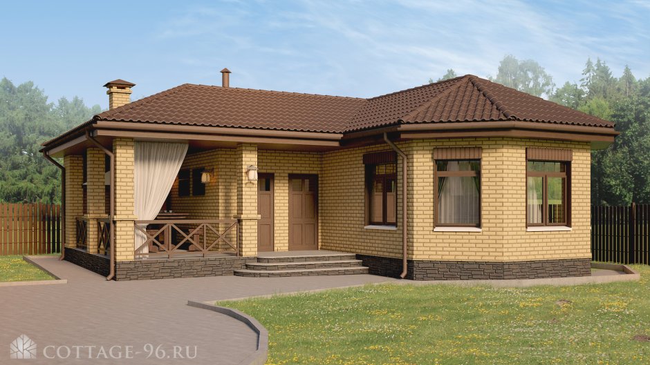 Баня с беседкой из кирпича