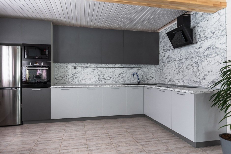 Кухонный гарнитур серый графит