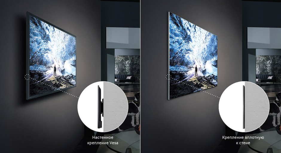 Телевизор Samsung QLED на стене