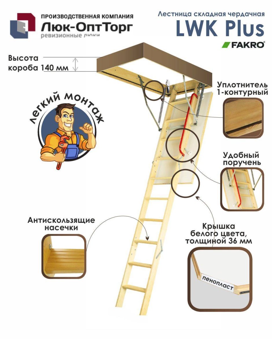 Чердачная лестница Fakro LWK Plus 700 1300 3050