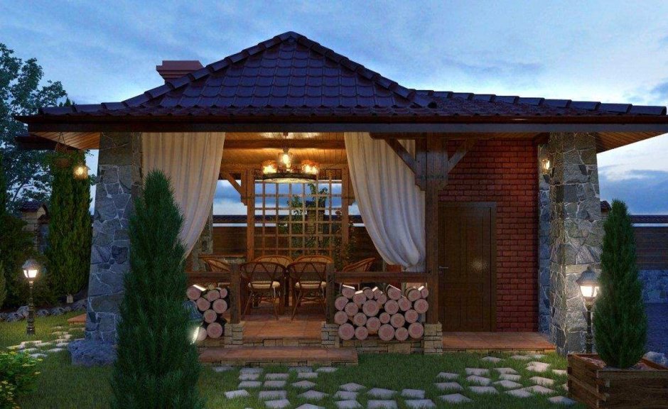 Беседка в стиле альпийского Шале
