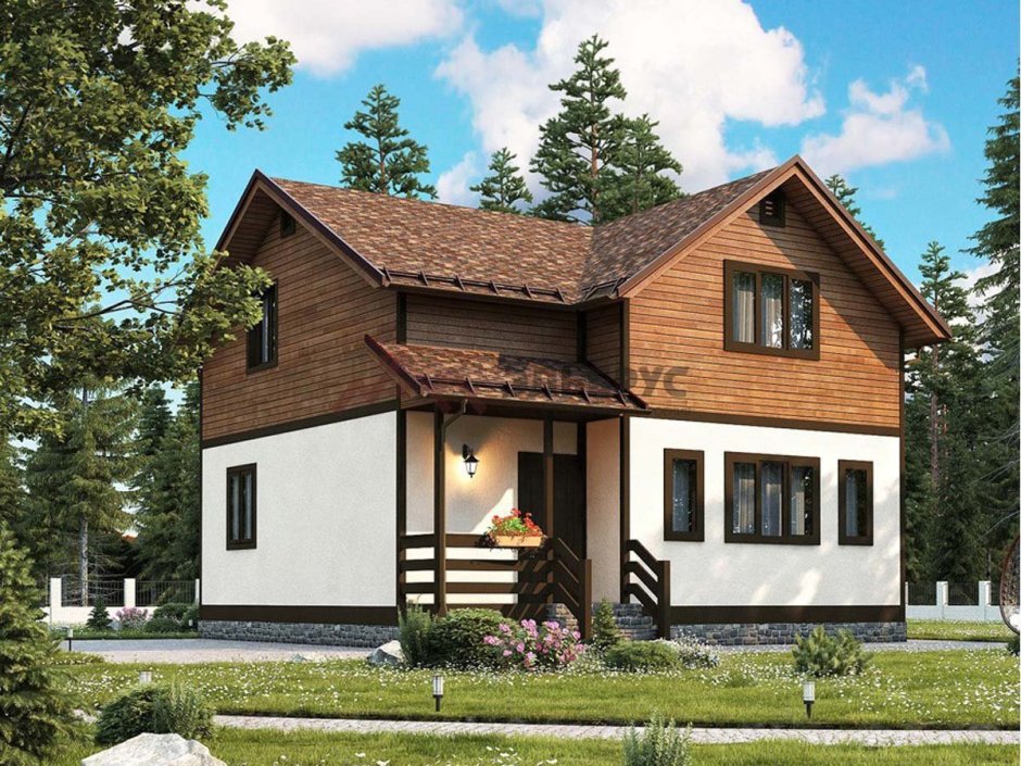 Комбинированный дом с мансардой