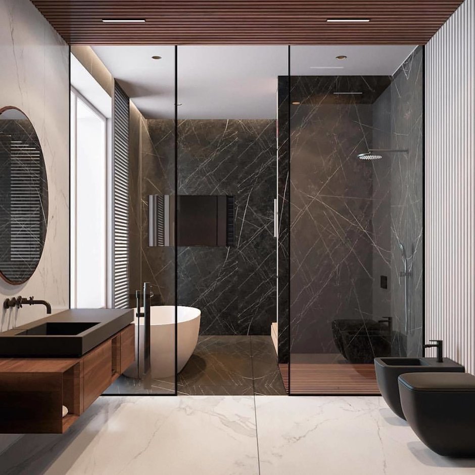 Современная ванная комната с душевой