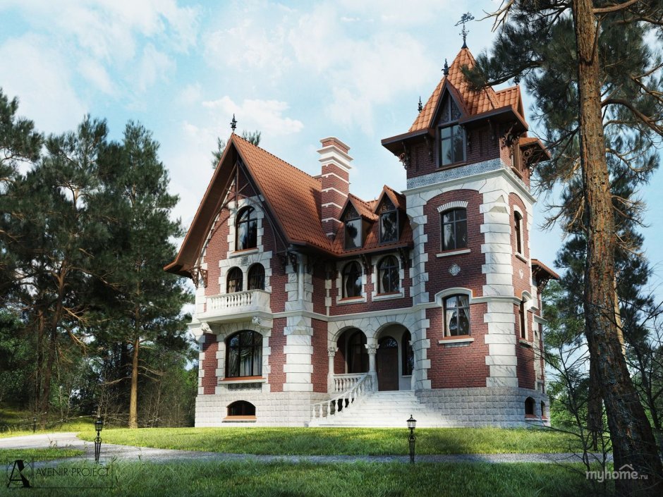 Коттедж с башенкой в викторианском стиле