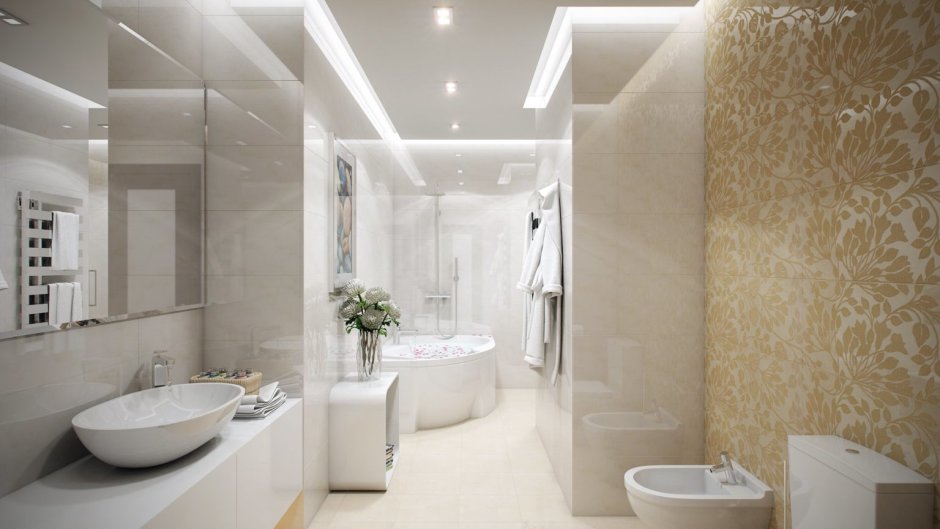 Интерьер ванной комнаты в светлых тонах