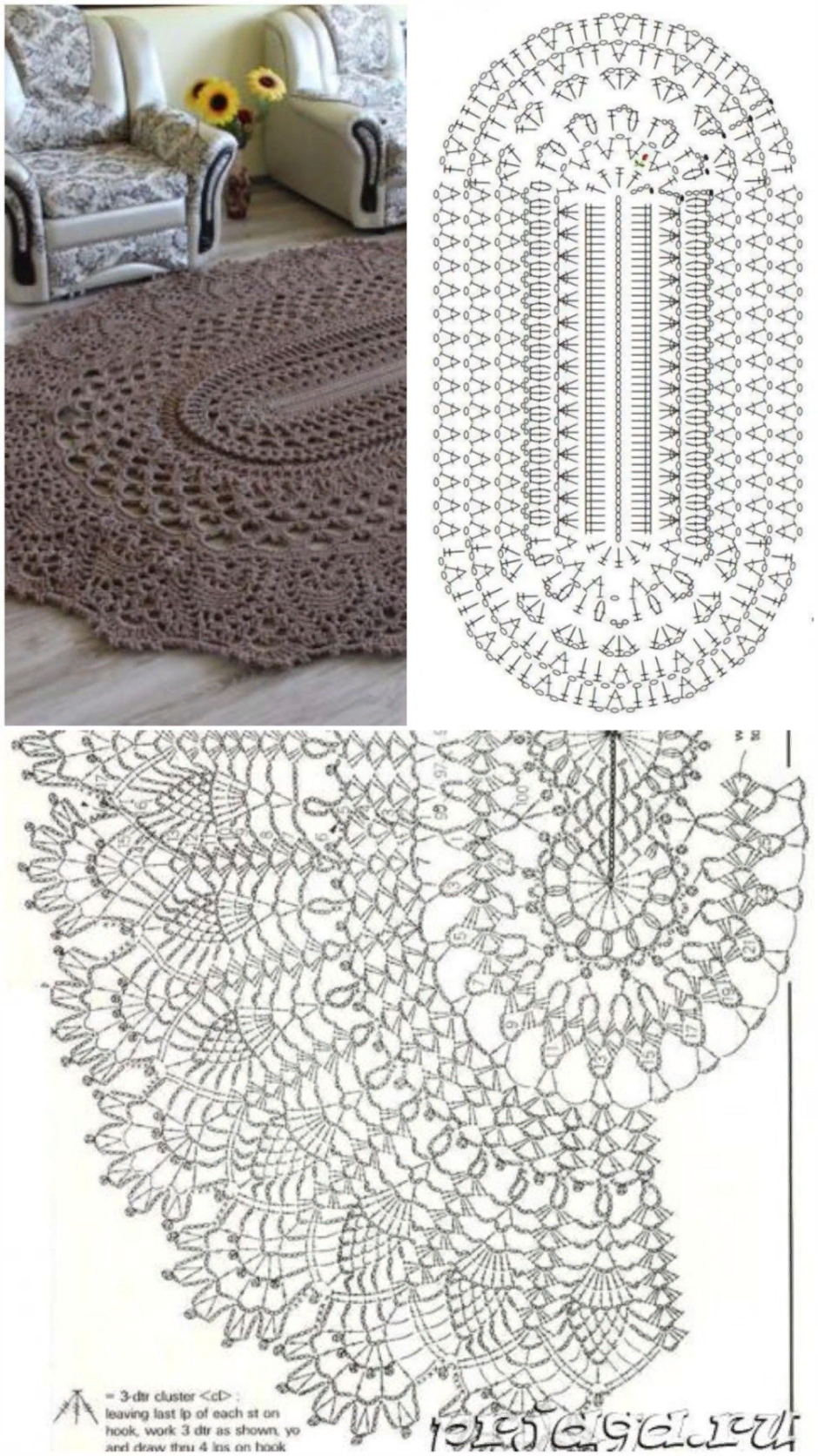 Овальный коврик из шнура