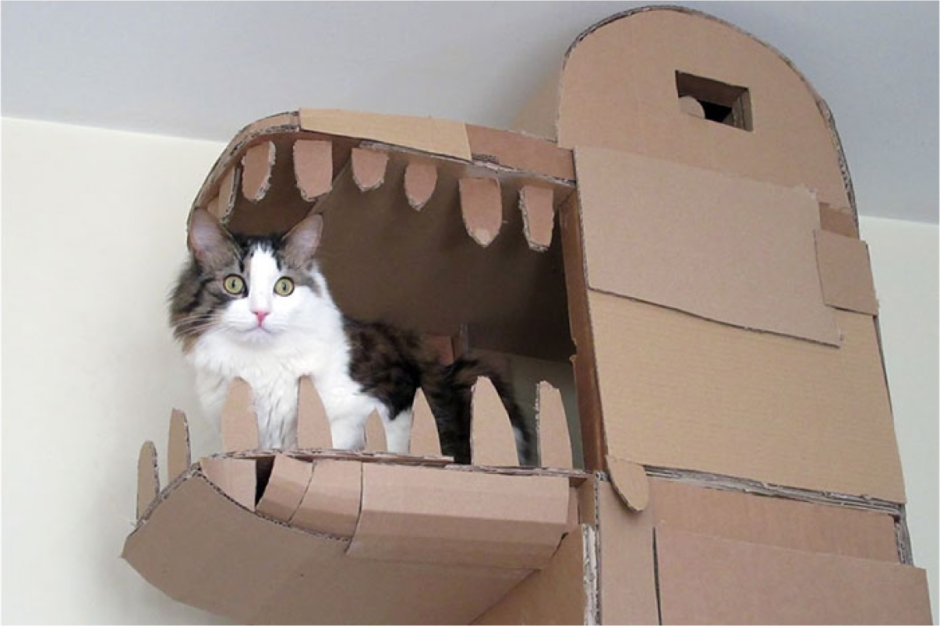 Котик с домиком бумажный