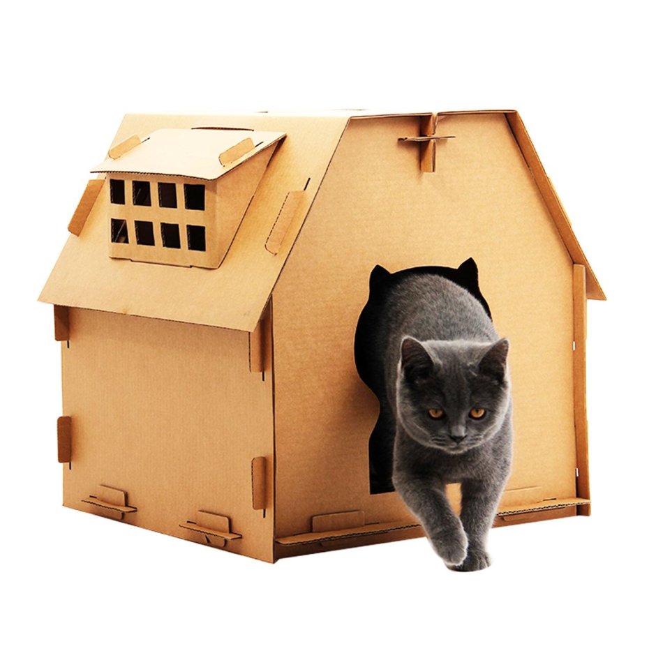 Домик для кота из коробки