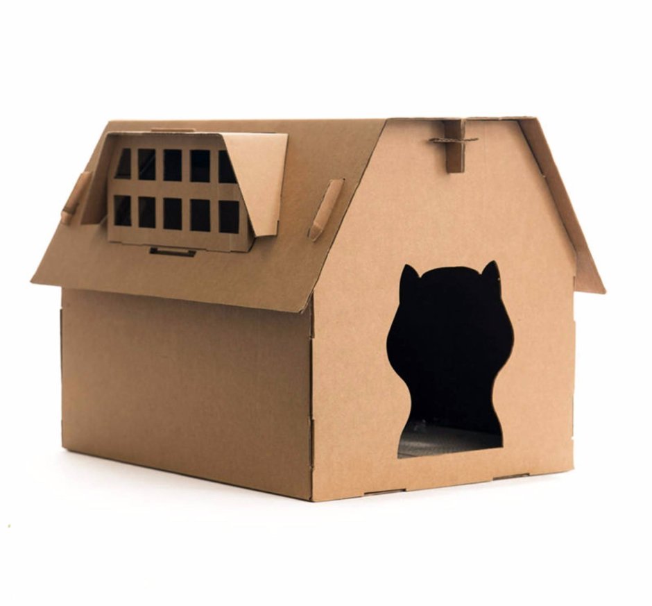 Кошачий дом из картона