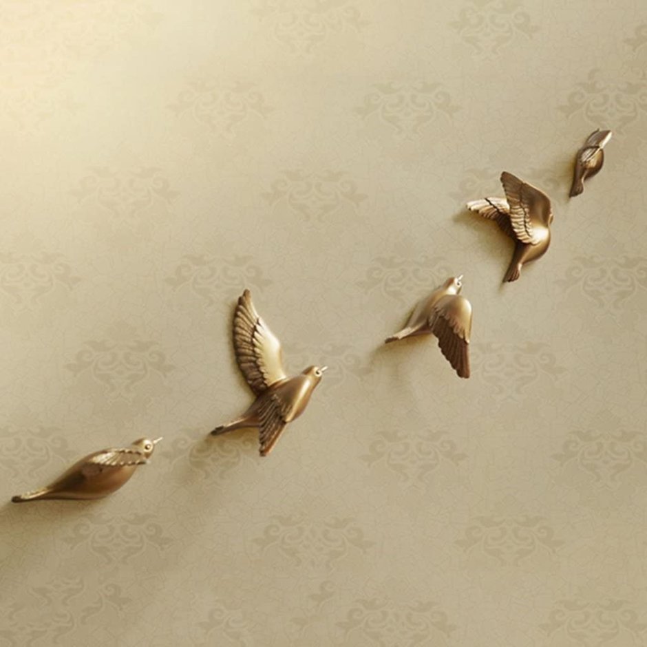 Декор на стену птицы золото