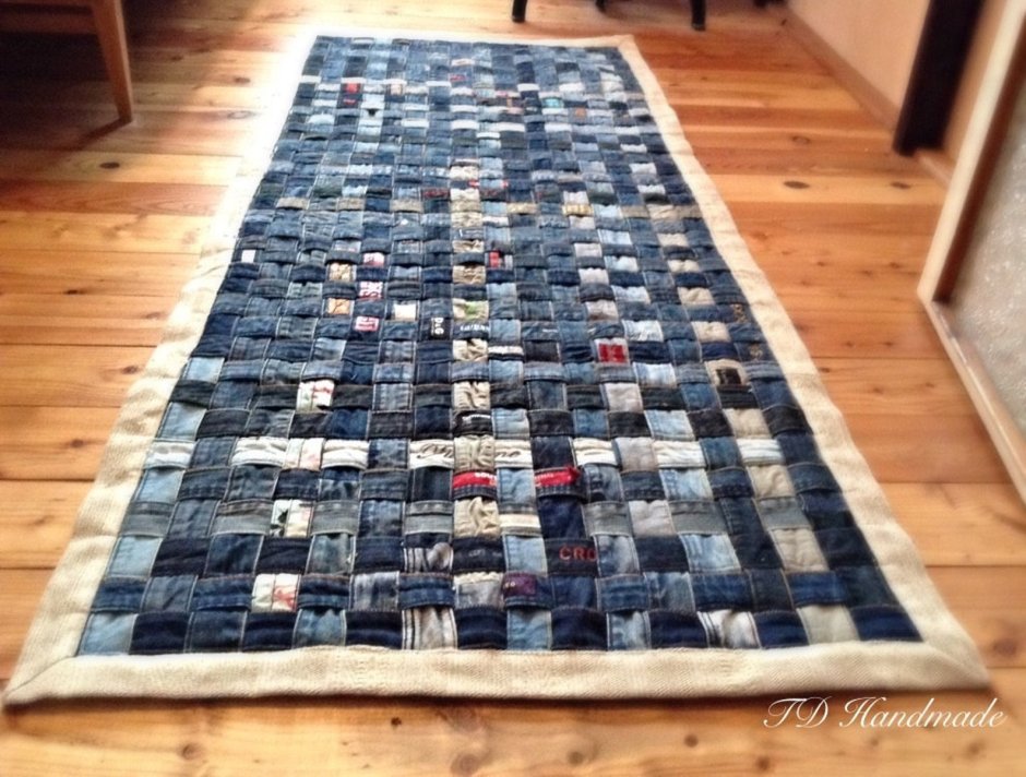 Плетеные коврики из джинсы