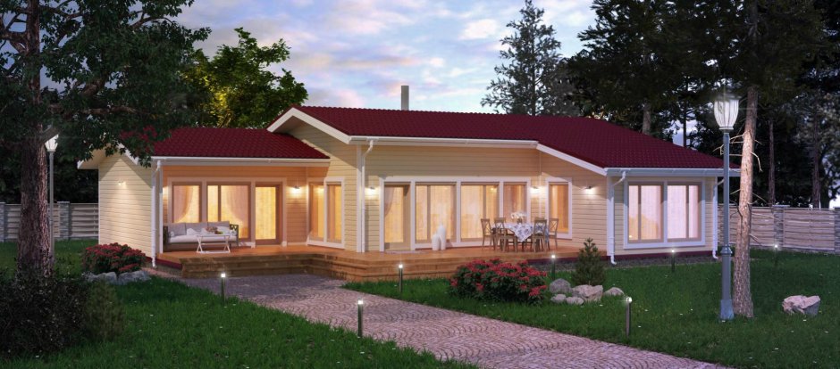 Одноэтажный дом 200кв с террасой