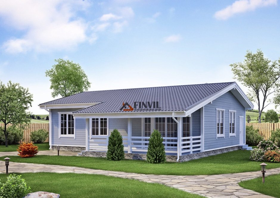 Красный одноэтажный дом