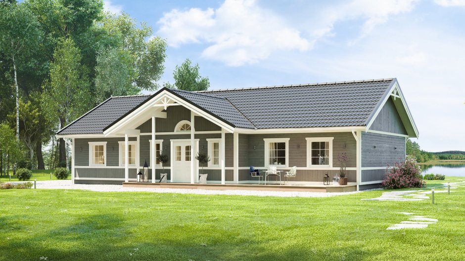 Скандинавский одноэтажный дом 150 кв