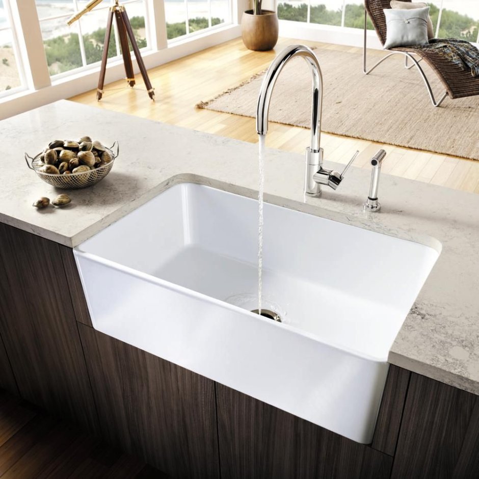 Полувстраиваемая керамическая мойка для кухни