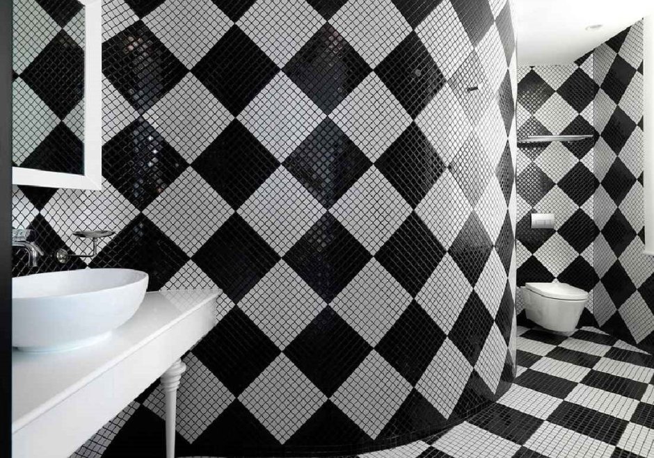 Черно белая плитка шахматная