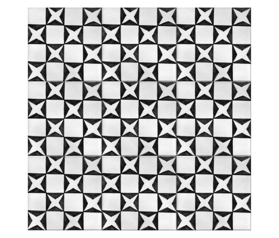 Плитка на пол черно белая геометрия
