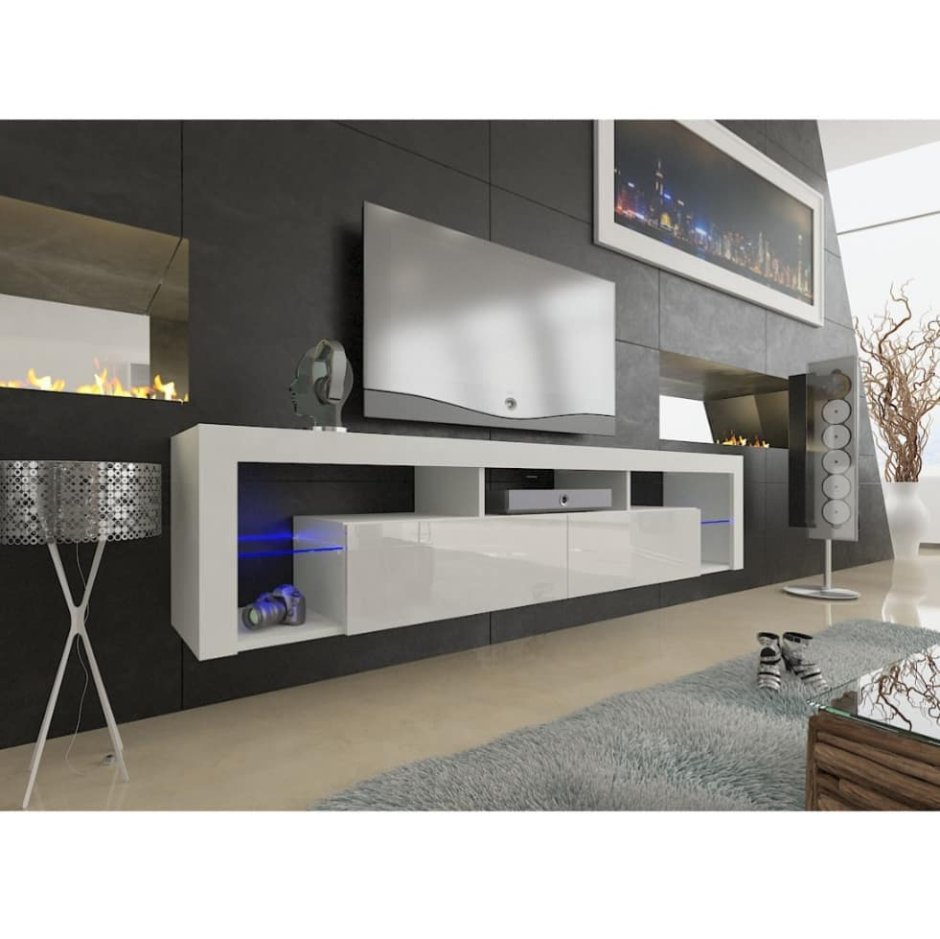 Тумба RTV 200 см, графит + led