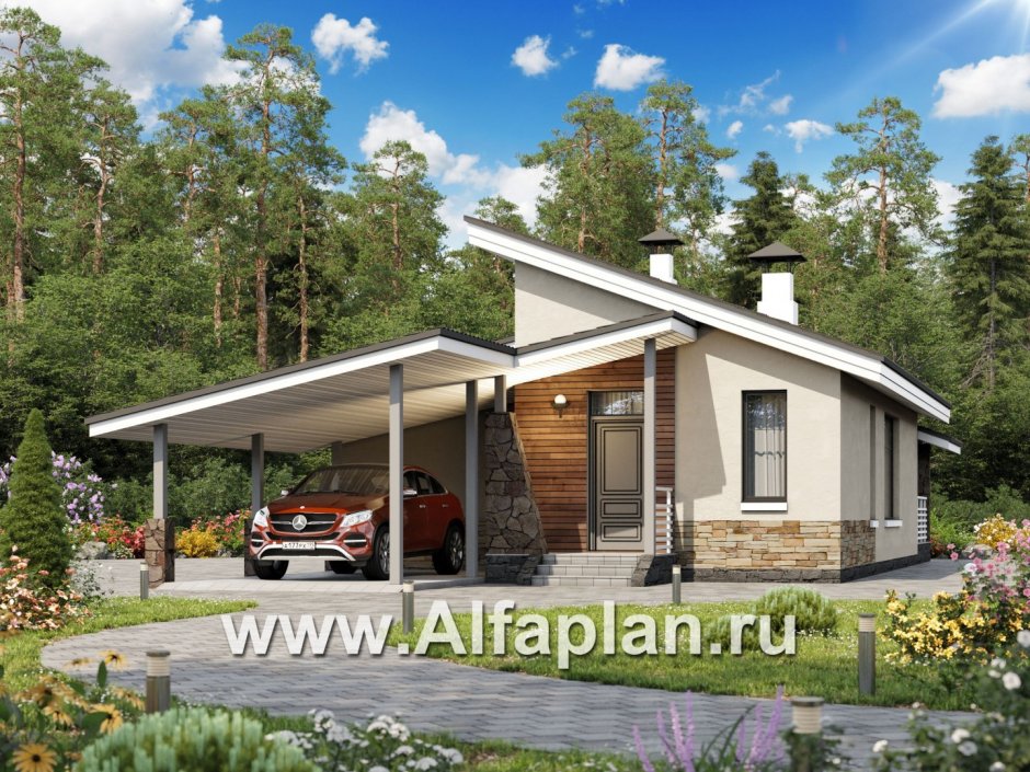 Одноэтажный дом Альфаплан