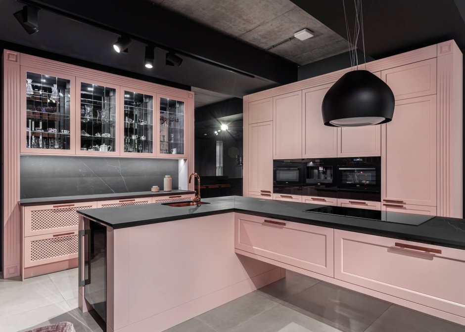 Розовая кухня стильные кухни