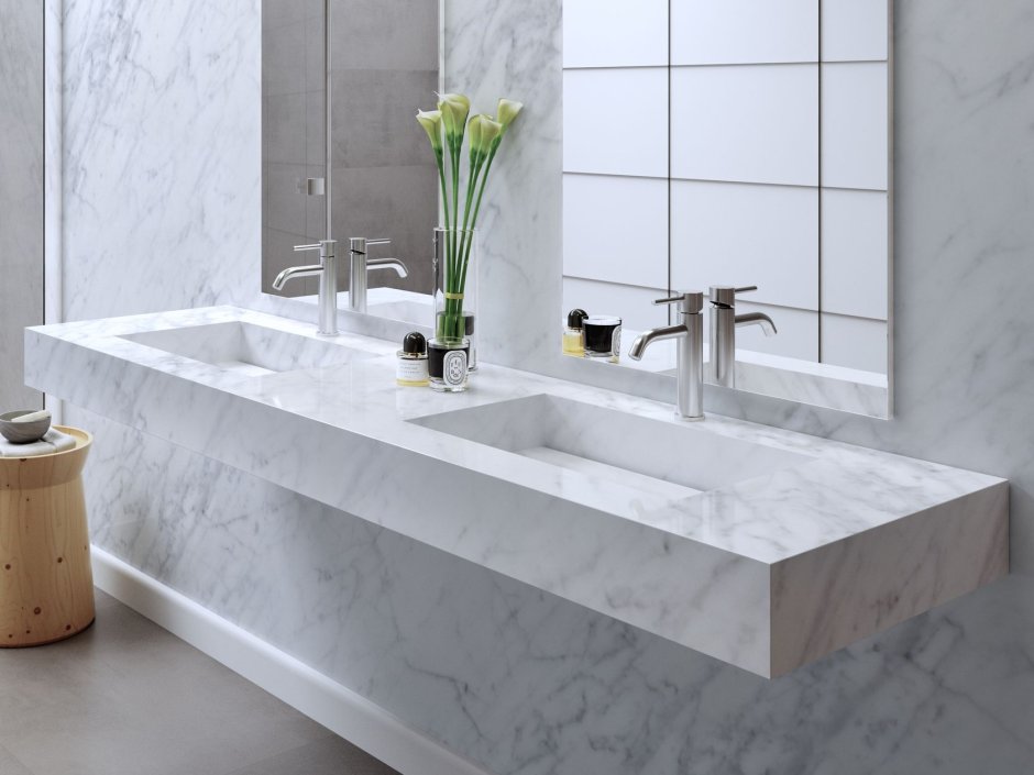Раковина из мрамора напольная Bianco Carrara