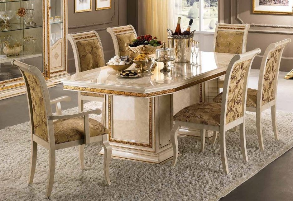 Arredo Classic: стол обеденный(слоновая кость, золото)