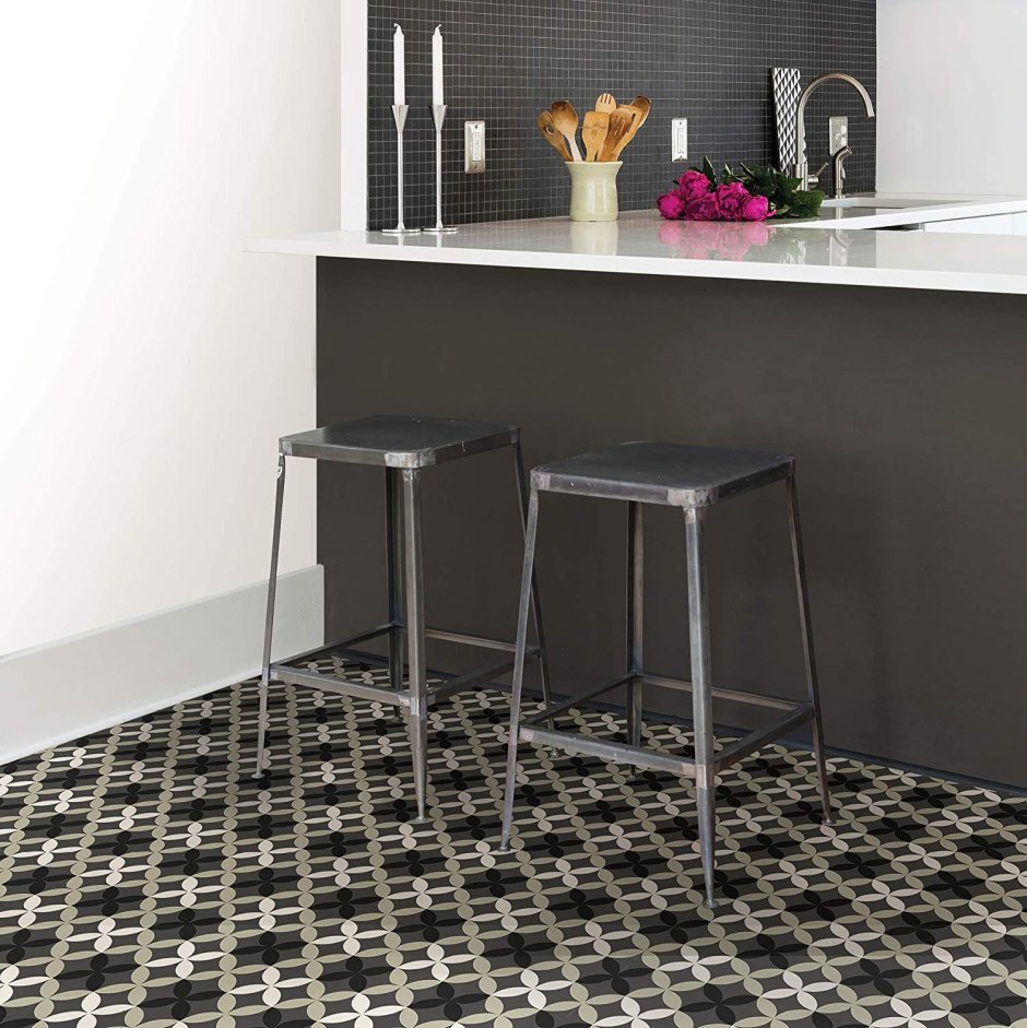 Peel Vinyl Floor Tiles Marble Moroccan