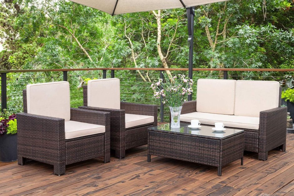 Outdoor Patio Furniture Rattan Chair Set