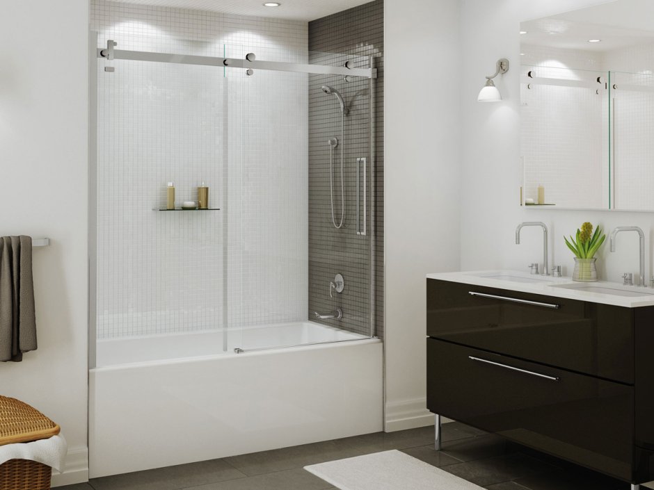 Современный дизайн ванной комнаты с душевой