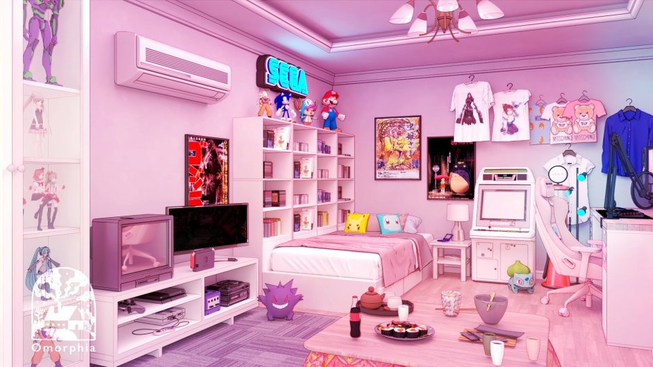Комната в стиле аниме розовая