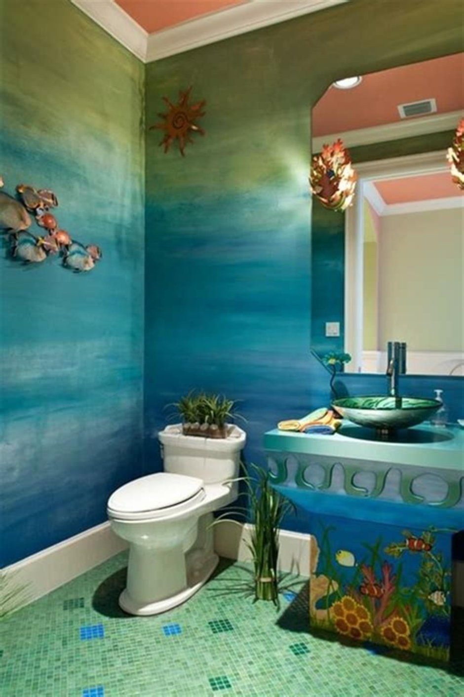 Тропическая стена в ванной