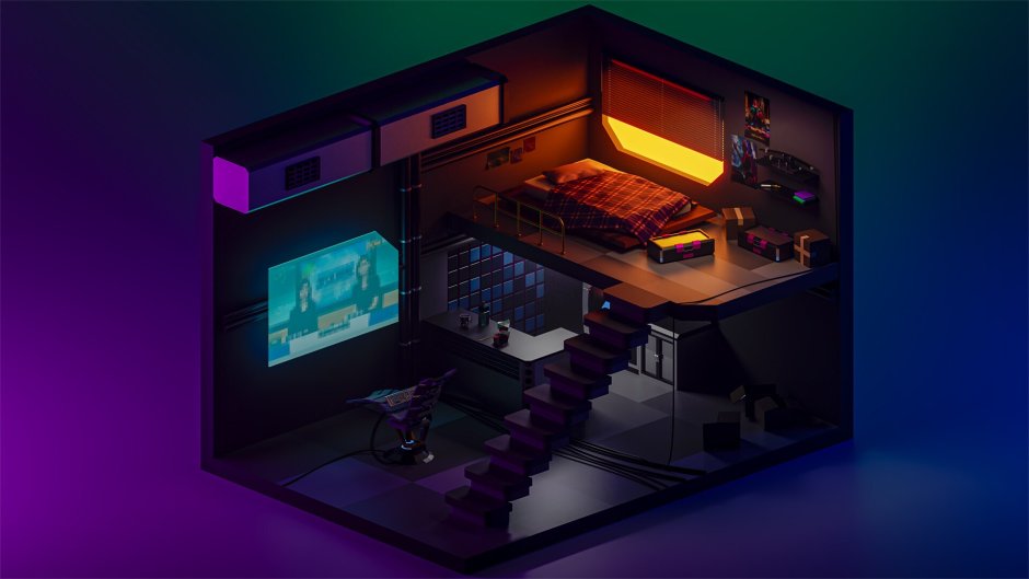 Low Poly Room комната геймера