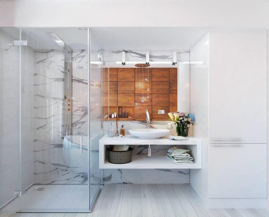 Стеклянный шкаф для ванной