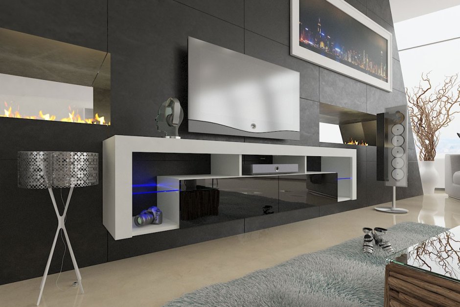 Тумба RTV 200 см, графит + led