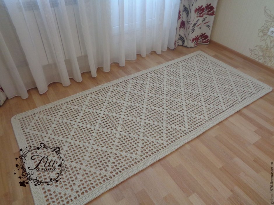 Коврик крючком ромбами