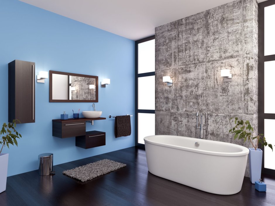 Комбинированные стены в ванной