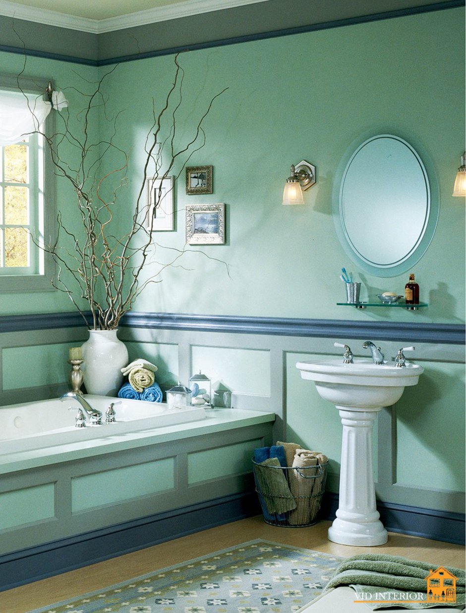 Декор ванной комнаты краской