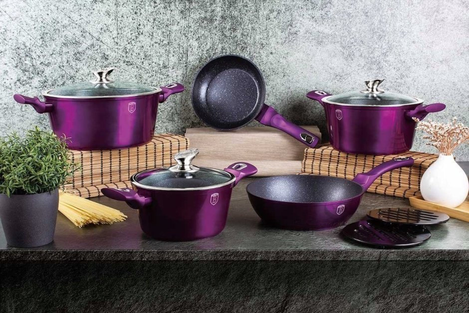 Набор посуды Berlinger haus Royal Black Metallic line Вн-1664n 15 пр.