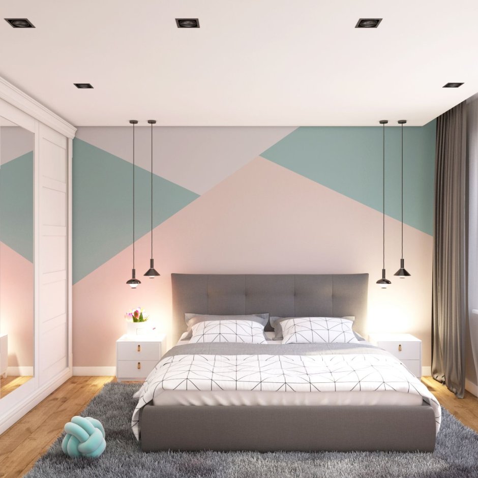 Геометрия на потолке в спальне